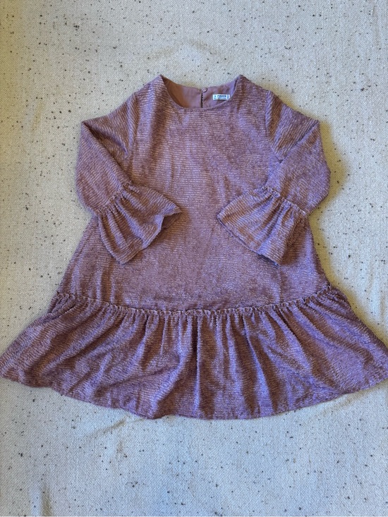 Mayoral Other - Mayoral Girls Pink Textured Ruffle Hem Long Sleeve Dress Size 12 152cm